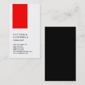 Carte De Visite Consultant à la mode Vertical Blanc Rouge Noir (Devant / Derrière)