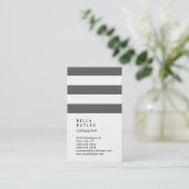 Carte De Visite Consultant à tendance rayée gris blanc vertical (Debout devant)