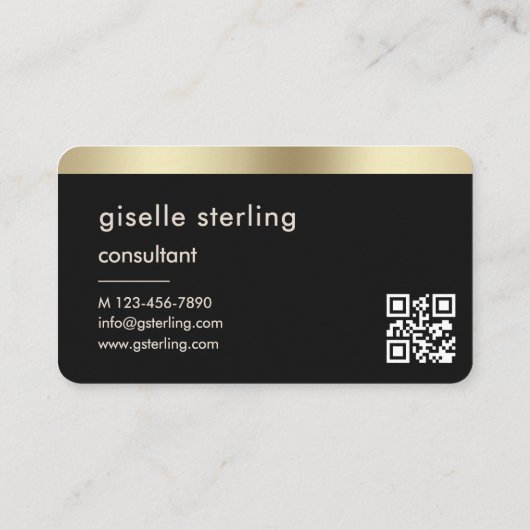 Carte De Visite Consultant Black Gold QR Code (Dos)