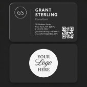 Carte De Visite Consultant Black Logo QR Code Professional