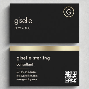 Carte De Visite Consultant Black QR Code Gold Foil