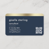 Carte de visite Consultant Bleu Nuit Or QR Code (Dos)