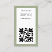 Carte De Visite Consultant Code QR Blanc Kaki Simple Moderne  (Dos)