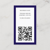 Carte De Visite Consultant Code QR Bleu Blanc Simple Moderne (Dos)
