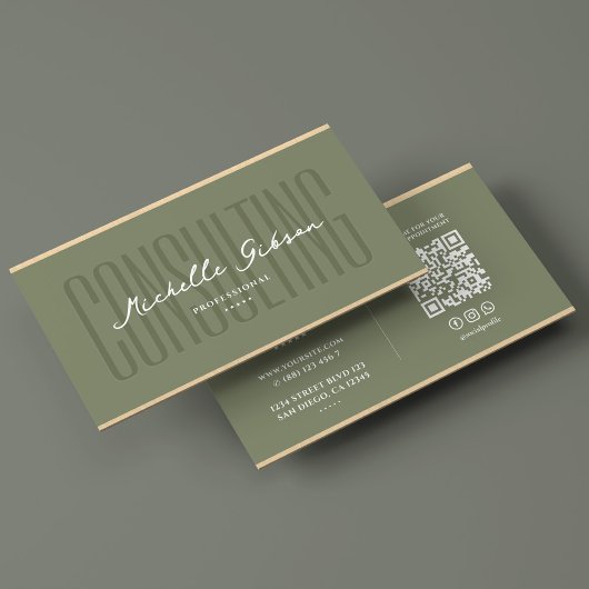 Carte De Visite Consultant Conseiller Consulting Sage Elegant