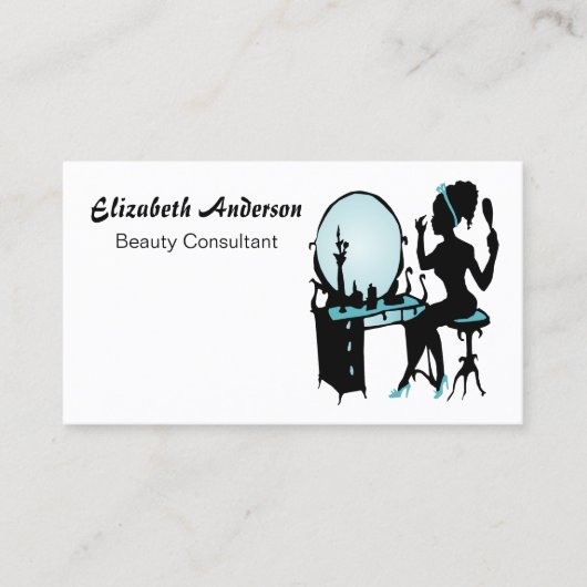 Carte De Visite Consultant de beauté Girly Turquoise Black Hair Sa (Devant)
