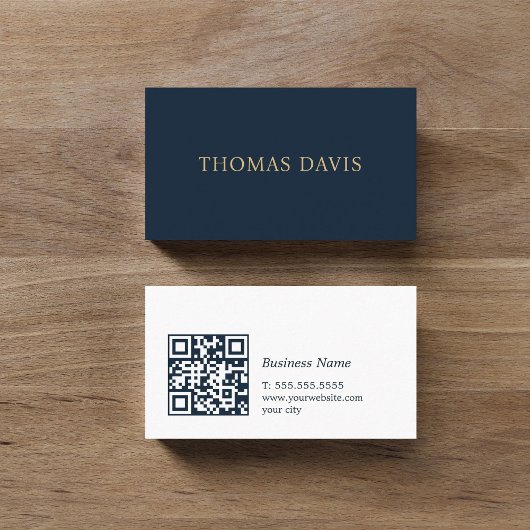 Carte De Visite Consultant de code QR bleu élégant minimaliste