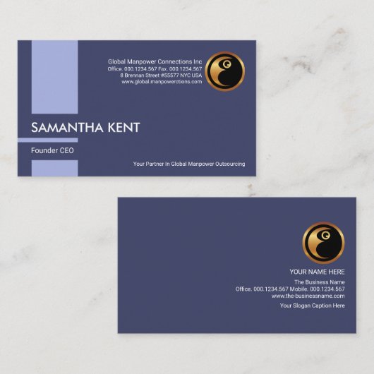 Carte De Visite Consultant de main-d'oeuvre en bande verticale ble (Devant / Derrière)