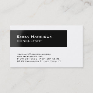Carte De Visite Consultant Élégant et Branché Noir Blanc