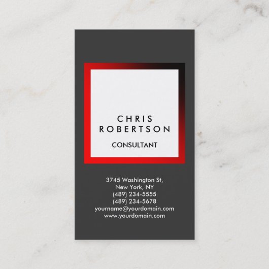 Carte de visite consultant en bande blanche gris t (Devant)