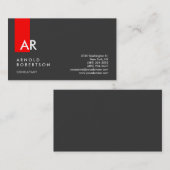 Carte de visite consultant en bande rouge gris mon (Devant / Derrière)
