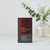 Carte de visite consultant en bande rouge gris ver (Debout devant)