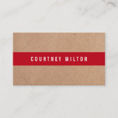 Carte De Visite Consultant en bande rouge profonde Kraft Imprimé m (Devant)