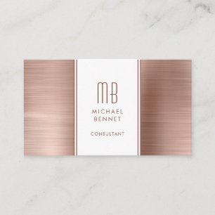 Carte De Visite Consultant en feuille métallisée or rose monogramm