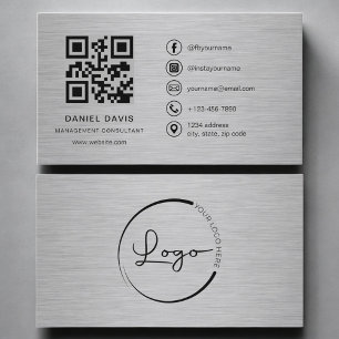 Carte De Visite Consultant en gestion Code QR métallique