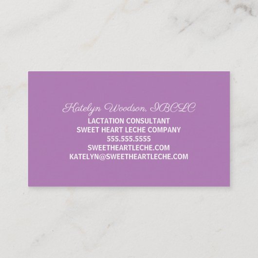 Carte De Visite Consultant en lactation Expert en allaitement Viol (Dos)