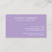 Carte De Visite Consultant en maquillage de beauté de lavande élég (Dos)