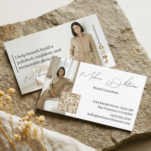 Carte De Visite Consultant en Marque de Luxe Photo Code QR Élégant