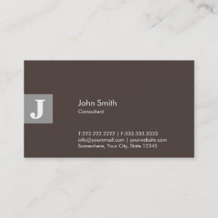 Carte De Visite Consultant en matière Brown chic de monogramme