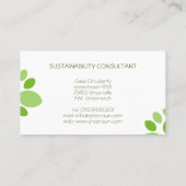 Carte De Visite Consultant en matière de développement durable du  (Dos)
