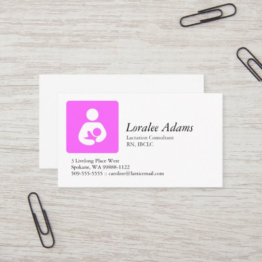 Carte De Visite Consultant en matière de lactation (Devant/Arrière en situation)