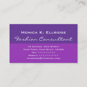 Carte De Visite Consultant en matière de mode assez pourpre et