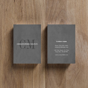 Carte De Visite Consultant en matière gris de monogramme de