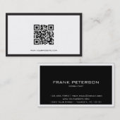 Carte De Visite Consultant en matière noir et blanc de code de QR (Devant / Derrière)