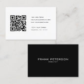 Carte De Visite Consultant en matière noir et blanc de code de QR (Devant / Derrière)