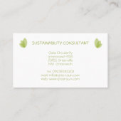 Carte De Visite Consultant en matière vert moderne de durabilité (Dos)