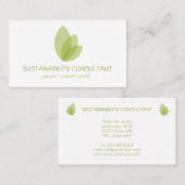 Carte De Visite Consultant en matière vert moderne de durabilité (Devant / Derrière)