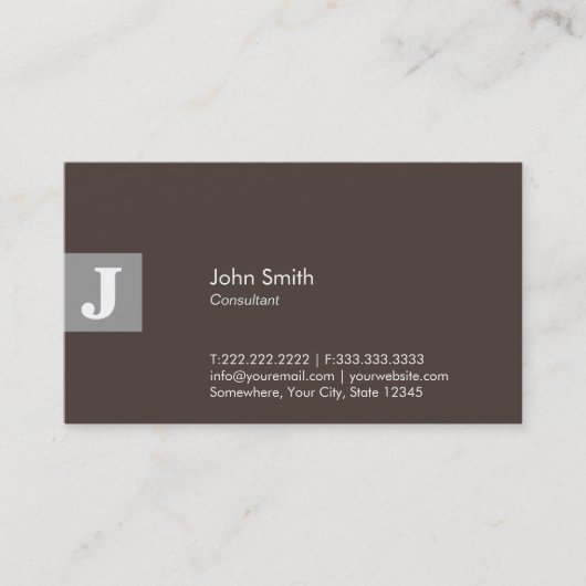 Carte De Visite Consultant en monogramme Brown classique (Devant)