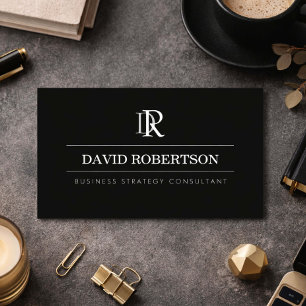 Carte De Visite Consultant en monogramme professionnel Noir