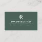 Carte De Visite Consultant en monogramme professionnel Vert foncé (Devant)