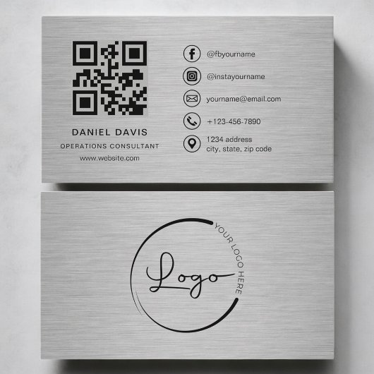 Carte De Visite Consultant en opérations Code QR métallisé
