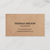 Carte De Visite Consultant en papier Kraft imprimé simple et éléga (Devant)