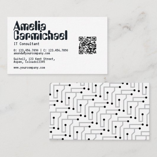 Carte De Visite Consultant en technologie de l'information Code QR (Devant / Derrière)