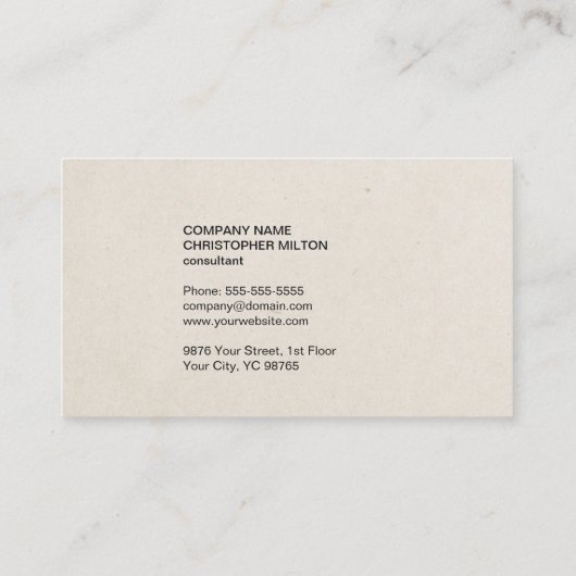 Carte De Visite Consultant en texture papier Cool simple (Dos)