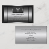 Carte De Visite Consultant - faux métal brillant, logo d'aigle arg (Devant / Derrière)