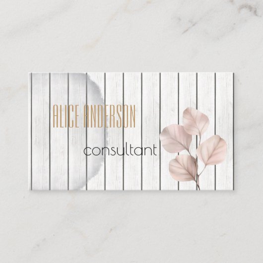 Carte De Visite Consultant floral simple en bois (Devant)
