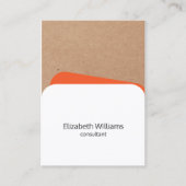 Carte De Visite Consultant Géométrique Blanc Orange Kraft (Devant)
