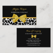 Carte De Visite Consultant Giraffe tendance Imprimer Bow jaune or (Devant / Derrière)