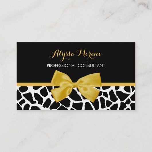 Carte De Visite Consultant Giraffe tendance Imprimer Bow jaune or (Devant)