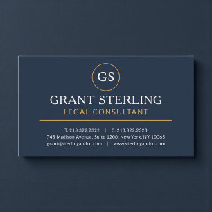 Carte De Visite Consultant juridique bleu marine or luxe