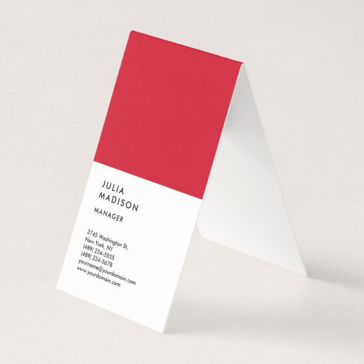 Carte De Visite Consultant Manager Tendance Rouge Blanc Vertical (Devant)