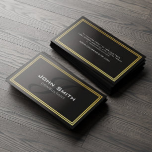 Carte De Visite Consultant Metal Noir Grunge et Bordure de Feuille