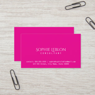 Carte De Visite Consultant minimaliste Élégant Hot Pink (personnal