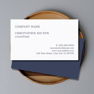Carte De Visite Consultant Minimaliste Propre Bleu Blanc
