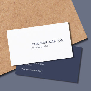 Carte De Visite Consultant minimaliste simple bleu blanc