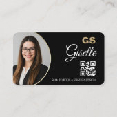 Carte De Visite Consultant moderne Code QR noir & or (Devant)